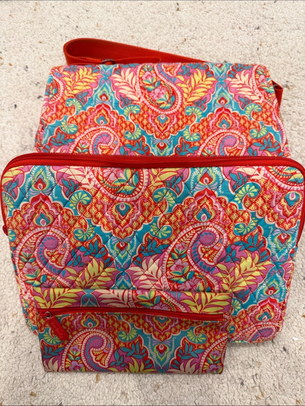 3 piece Vera Bradley Paisley Quilted Computer Bag - Multicolor